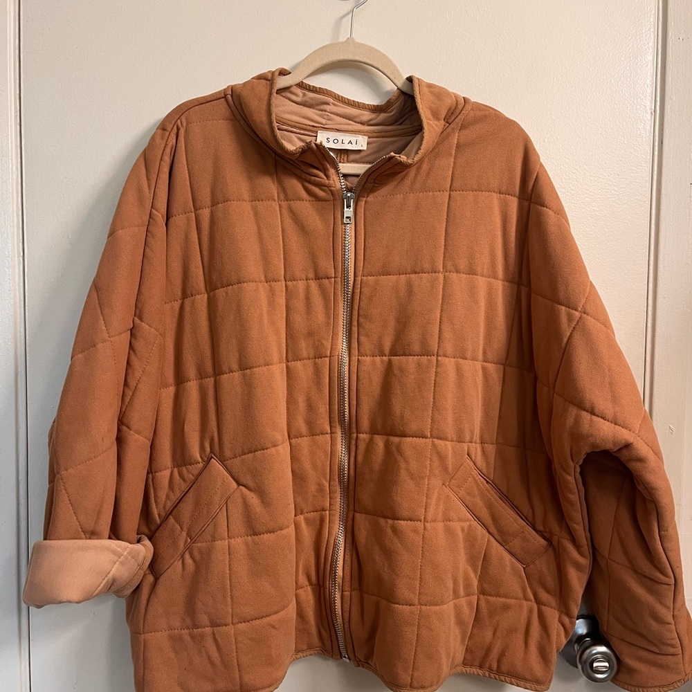 Quilted Orange/Brown Jacket with Hood
